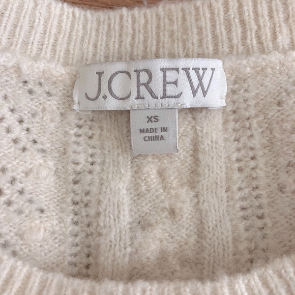 J crew women xs Wool Alcapa blend cable knit crewneck sweater bubble sleeve - Picture 2 of 10